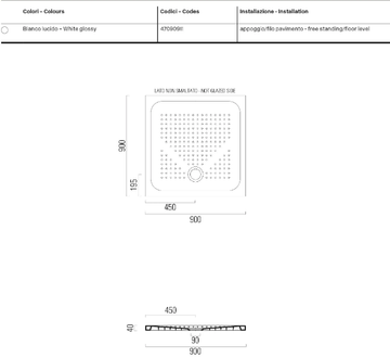H4 90x90 - Ceramic shower tray by GSI ceramica - view 3